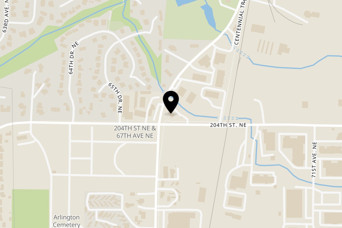 Map showing the location of Nutty's Junkyard Grill on 6717 204th St NE in Arlington